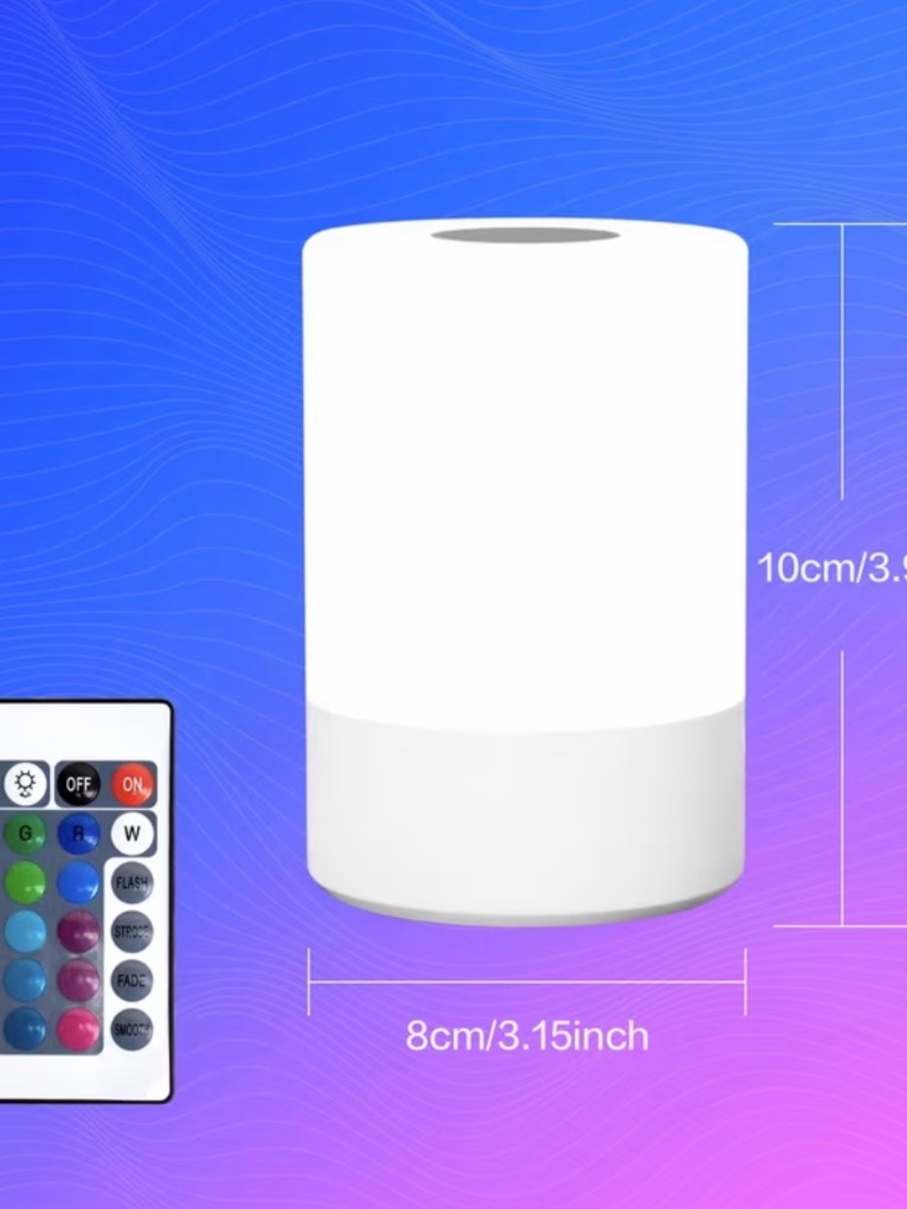 Rechargeable White LED Mood Lamp - Compact Table Night Light